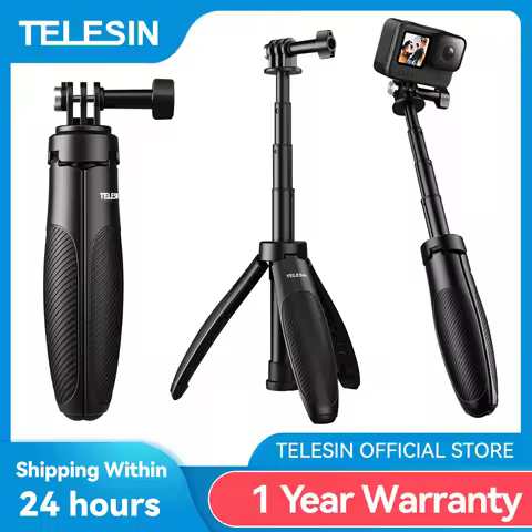 TELESIN Mini Quick Release Selfie Stick Tripod Portable Adjustable Length for GoPro Insta360 DJI Osm
