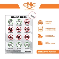 CMC1030 House Rules Board (3mm thickness) Airbnb Signage, Management Rules, Room for Rent, Staycatio