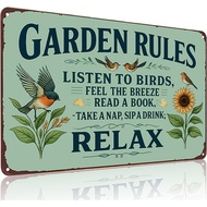Plants Gifts Garden Rules Vintage Tin Sign for Garden Patio Porch Yard She Shed Decor 8x12 Inch (394