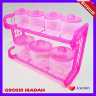 Rak Bumbu Dapur Susun 2/Tempat Garam/Gula/Toples Plastik/Kitchen Set by GROSIR IBADAH