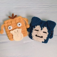 pokemon/snorlax and Psyduck airpod pouch / crochet pouch / drawstring pouch