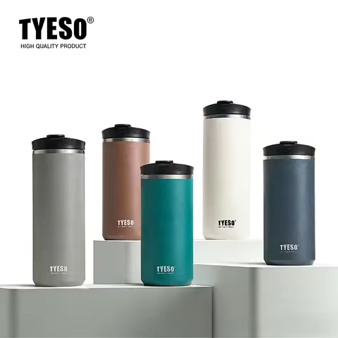 Tyeso French Press Thermoses Travel Mug 304 Stainless Steel Portable Cold Brew Coffee Maker Tea Infu