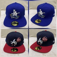 LA DODGERS AND ATLANTA BRAVES CARTOON 59FIFTY A FRAME FITTED / CLOSED CAP/HAT BY NEW ERA