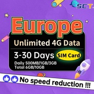 Europe &amp; UK SIM Card Daily 2GB Total 10GB 3-30 Days Unlimited 4G Data SIM Europe for 34 countries