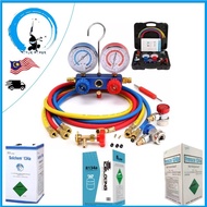 ‼️ Fresco Solchem ‼️ Manifold Gauge Set R134a Meter Gas 13.6kg Gas Aircond Kereta Car Peti Ais R134 