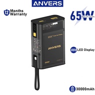 Anvers Power Bank 65W 30000mAh Laptop Portable Charger Fast Charging USB C PD3.0 Battery Pack for MacBook IPad Iphone 15