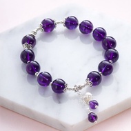 烏拉圭紫水晶925泰銀手鍊 | 純銀手鏈 天然水晶客製 | 可拆卸吊墜