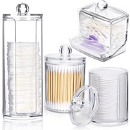 【Stylish】 Storage Box Bathroom Jar Makeup Organizer Cotton Pad Jewelry Empty Container With Bambootransparent Lid Cosmetics Tool