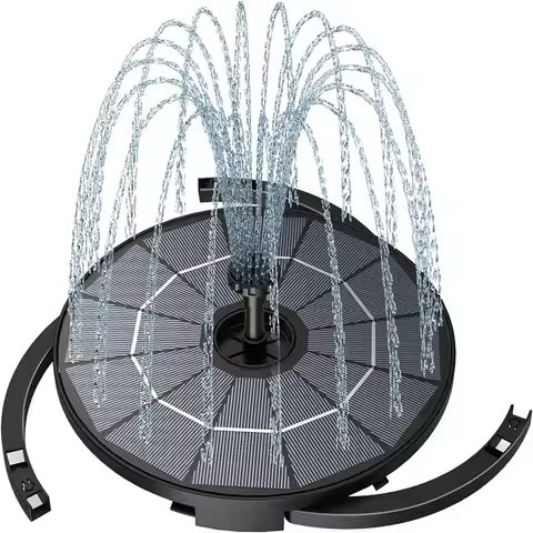 DIY solar fountain pump with 1.2 meter power cord, solar powered bird bath fountain with 6 nozzles f