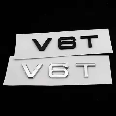 3d ABS Chrome Black V6T Logo Number Letters Car Fender V6 T Emblem Badge Decal For A6 C7 A4 4 S4 V6T