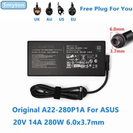 Original AC Adapter Charger For ASUS 20.0V 14.0A 280.0W 6.0x3.7mm A22-280P1A ADP-280EB B Laptop Powe