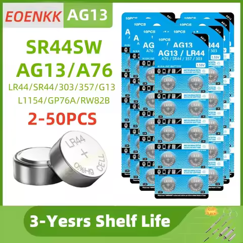 2-50pcs LR44 Batteries AG13 Button Cell Battery 1.5V 357 SR44 LR1154 Button Coin Batteries L1154 Bat
