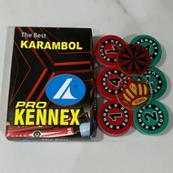 Biji Karambol Tebal 4 mm Motif Pro Kennex / Random | koin krambol satu lapis original | 1 set buah k