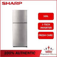 Sharp 320L J-Tech Inverter 2 Door Smile Refrigerator SJ3222MSS Fridge Freezer Peti Sejuk