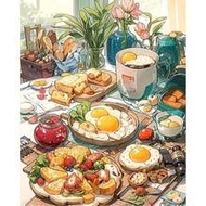 1pc Digital Oil Painting Mom's Love Breakfast Hand-Drawn DIY Canvas Painting Modern Home Art Suitabl