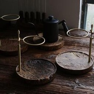 不凡木逸復古工業風黃銅咖啡手沖壺支架濾杯架戶外家用V60濾杯架