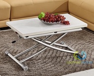 東西物聚 - 包安裝送貨90cm*45cm白鋼化玻璃升降茶几餐檯摺疊茶几