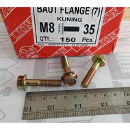 M8 x 35 Flange Bolt Yellow 12 Key Tread Bolt/ 3.5cm Length M8x35 M8 Screw