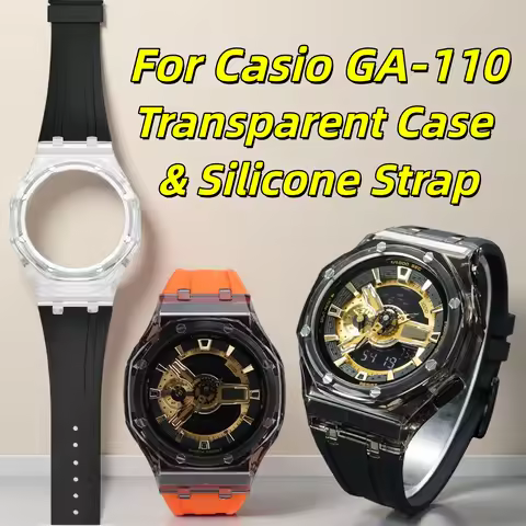 GA-110 Mod Kit Transparent Case Silicone Strap For Casio G-Shock GA110 GA100 GA120 DIY Octagonal Acr