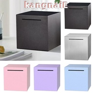 KANGNAI Money Box, Multicolor Stainless Steel Coin Money Saving Box, Portable Square Desktop Ornamen