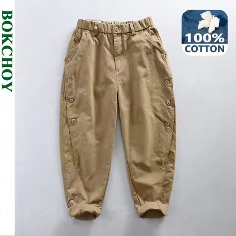 Spring Autumn New 100% Cotton Retro Cargo Pants for Men Clothing Loose Daily Joggers Men Trousers AZ