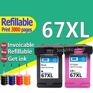 Compatible HP 67 HP 67XL HP 67XXL Refillable Ink Cartridge for 2700 2752 2755 2765 2772 2774 2330 23