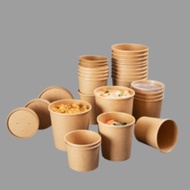 Kraft Brown/White Paper Tub Bowl /Porridge/Soup/Brownies Take Away Container with Lid  (8oz/12oz/16o