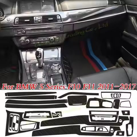 For BMW 5 Series F10 F11 2011-2017 5D Carbon Fiber Pattern Interior DIY Trim Decals