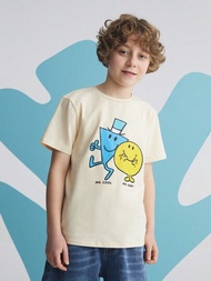 Mr Men Little Miss X SHEIN Tween Boy卡通和字母圖案t恤
