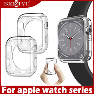 เคส เคสซิลิโคนนิ่ม ฝาครอบป้องกันโปร่งใส For apple watch 9 8 7 Silicone Protect เคส 41mm 45mm watch Accessories Half cover case