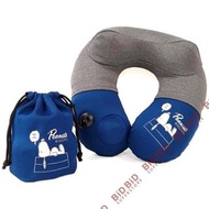 Snoopy 充氣式 頸枕 內置按壓式充氣泵 附有收納袋 深藍色 Peanuts 史努比 史諾比 旅行頸枕 U型頭枕 旅行用品 Neck Pillow