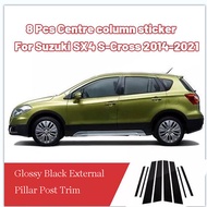 【Spot Goods】 8pcs Car Window pillars Molding Trim Fit For Suzuki SX4 s-cross 2014-2021 Mirror Effect PC Sticker