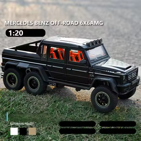 1:20 Mercedes Benz AMG G63 6X6 Off Road SUV Alloy Metal Diecast Car Model Sound & Light Simulated Co