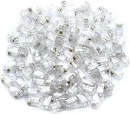 Dasunny 100Pcs RJ9 Plug RJ22 Plug Modular Phone Headset Jack Connector for RJ9/RJ10/RJ22 Telephone Flat Cable