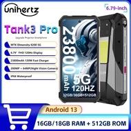 Unihertz Tank 3 Pro 8849 5G Projector Phone 32GB 36GB RAM 512GB ROM Cell Phone 120W Fast Charger 200