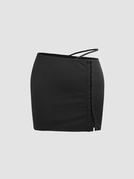 Cider Low Waist Buckle Mini Skirt