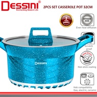 DESSINI ITALY GSB-32 Granite Die Cast Aluminium Non Stick Casserole Pot Bowl Deep Fry Pan Cookware T