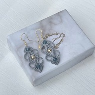 221033 Macrame 魔鬼海藍寶 南美蠟線 耳環