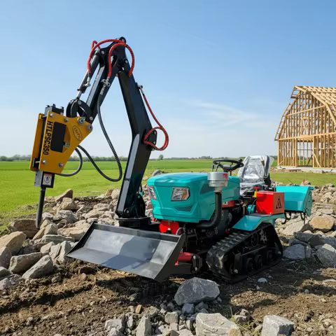 55HP Medium Multifunctional Crawler Track Tractor Farm Equipment Support Front Loader Rotary Cultiva