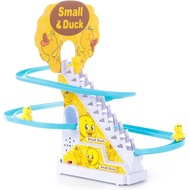 Duck Slide Toy Set, Automatic Stair-Climbing Ducklings Race Track Set with Lights and Music (Duck)