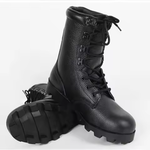 Combat Short Boots Tactical Equipment for Fighter Russian DPR Black Cowhide Combat Boots Kevlar Stab