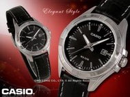 CASIO 手錶專賣店 國隆 LTP-1308L-1A 夜黑氣質黑皮革簡約女錶-皮革錶帶 LTP-1308L