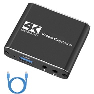 Audio Video Capture Card 4K -Compable 1080p 60fps Recording Functionality with Integrated Microphone
