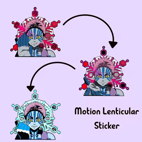 Demon Slayer Akaza Motion Car Sticker Lenticular Sticker Waterproof Decals for Wall,Laptop, Refriger