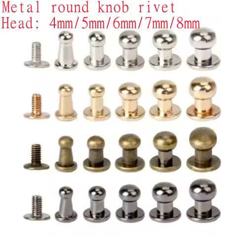 20Sets 4mm 5mm 6mm 7mm 8mm Round Knob Rivets Metal Monk Head Screws Studs Alloy Nail Buckle Tack Clo