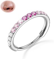 20G Gradient CZ Nose Piercing Ring - 316L Surgical Steel Septum Piercing Clicker Nose Piercing Hoop 