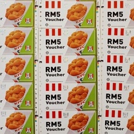 KFC Voucher Usable at the Quanma KFC Branch 10pcs * RM5 Cash Coupon (Total RM50) 0926exp