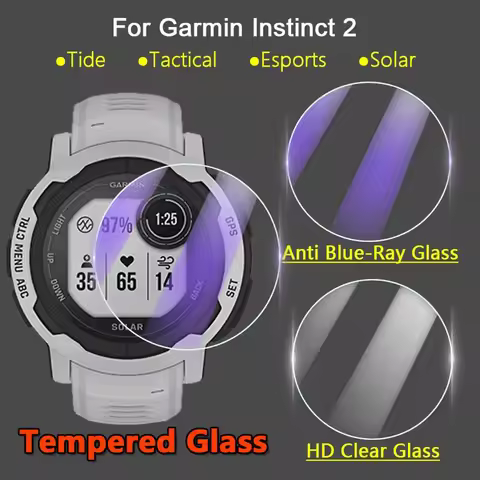 5Pcs Screen Protector For Garmin Instinct 2 2S Solar Smart Watch 2.5D HD Clear / Anti Blue-Ray Tempe