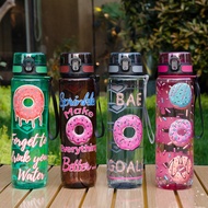 1pc 1000ML/32OZ Large Capacity Clear Plastic Water Bottle, Donut Themed Water Bottle, Multiple Patte