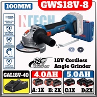 BOSCH GWS18V-8 18V CORDLESS BRUSHLESS ANGLE GRINDER C/W GAL18V-40 CHARGER + GBA18V 4.0AH OR 5.0AH (T